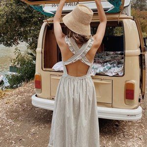 Christy Dawn Claire Dress Smoke Stripe - Small